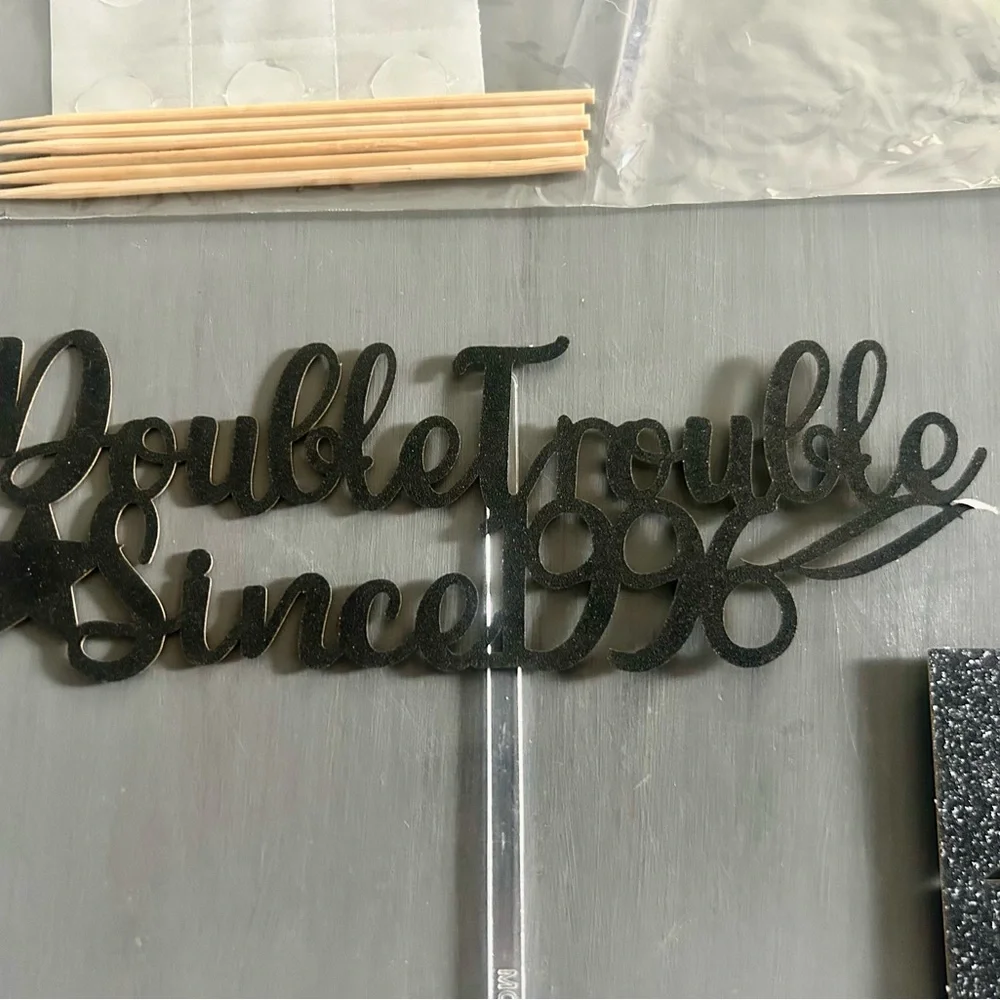 Double Trouble since 1996 Decorative cake topper - Black